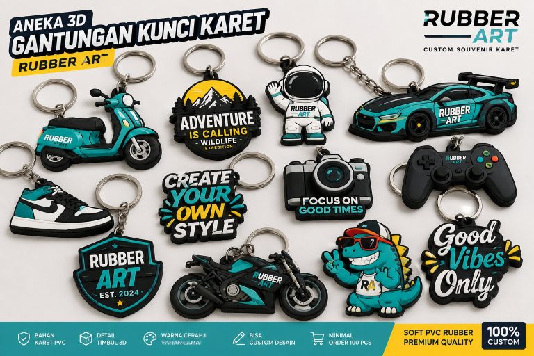 Gantungan kunci karet 3D custom