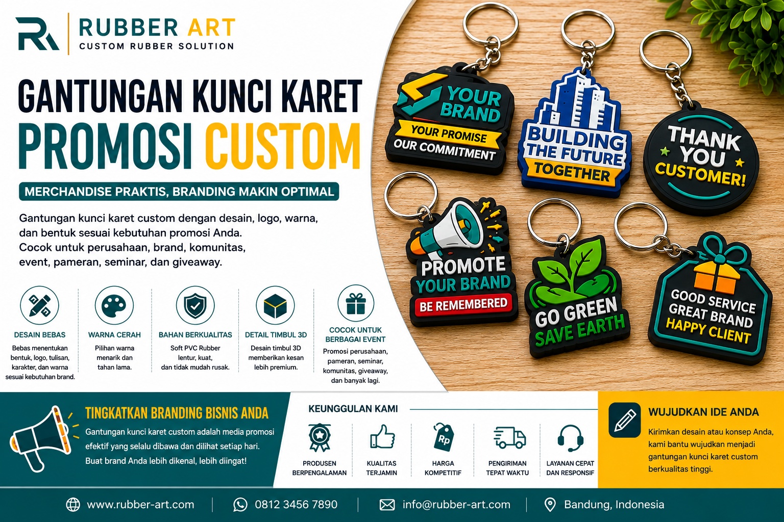 Gantungan kunci karet promosi custom